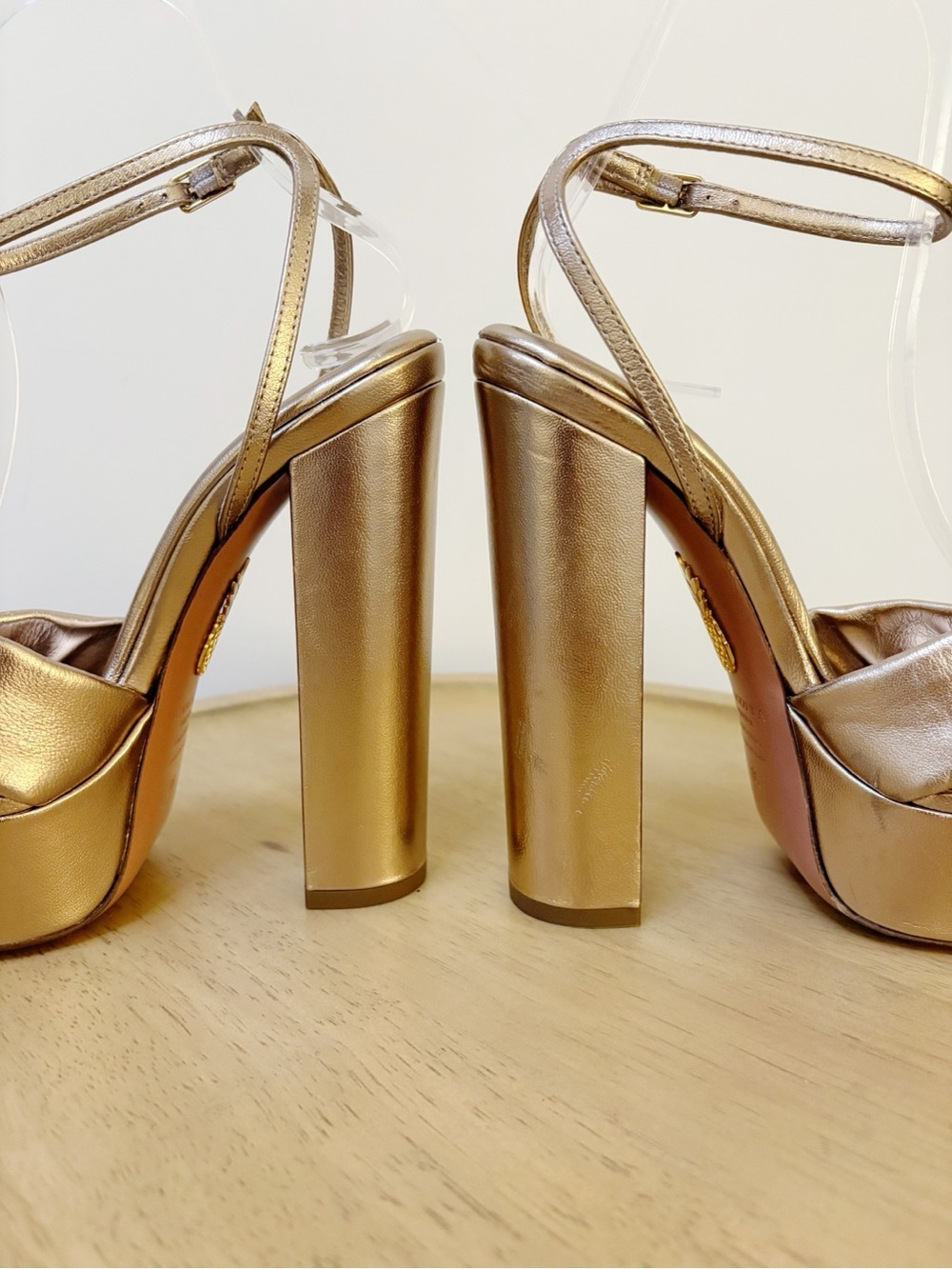 New Aquazzura Olie Plateau 140 Knotted Platform Heels - Picture 9 of 13